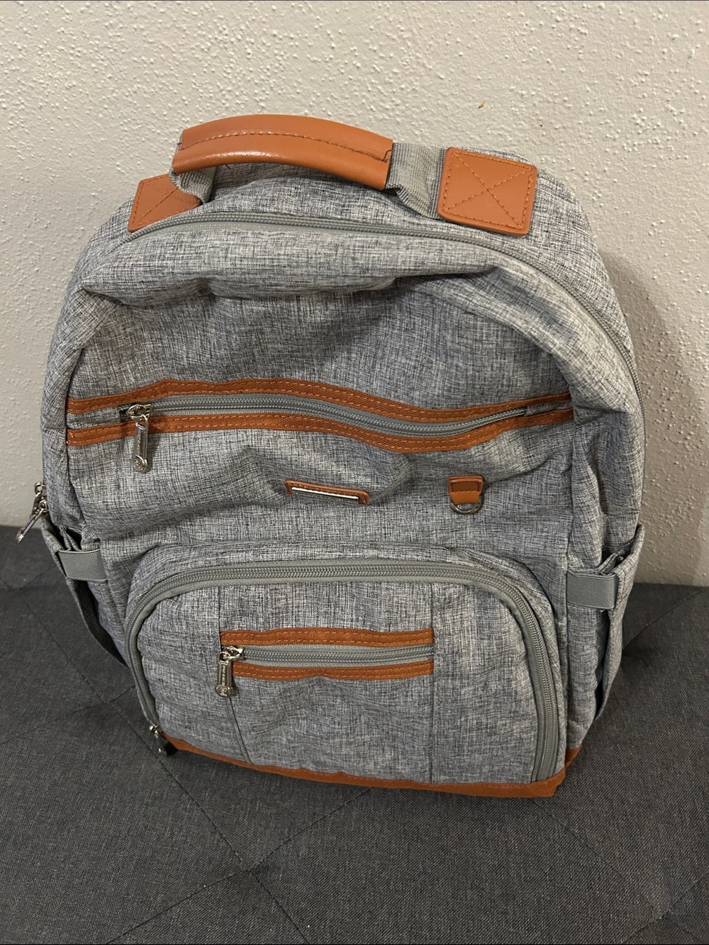 Grey and Tan Travel Backpack - Stylish Everyday Bag